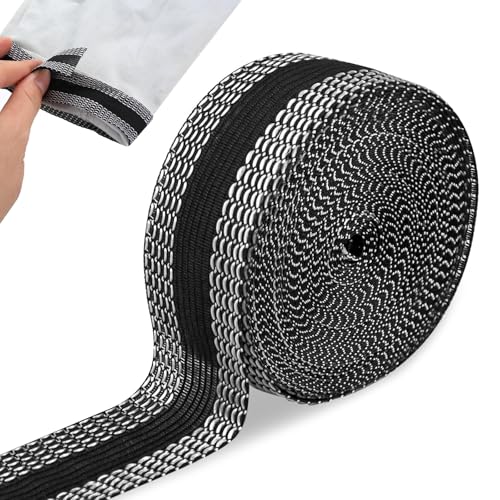 Saumband zum Aufbügeln Waschfest, 10 Meter x 25mm Bügelband für Vorhänge, Stoffklebeband Nahtband zum Aufbügeln Selbstklebend zum Gardinen Kürzen Ohne Nähen Kleidung Hosen Stoffe(Schwarz) von MeiHongJiaYe