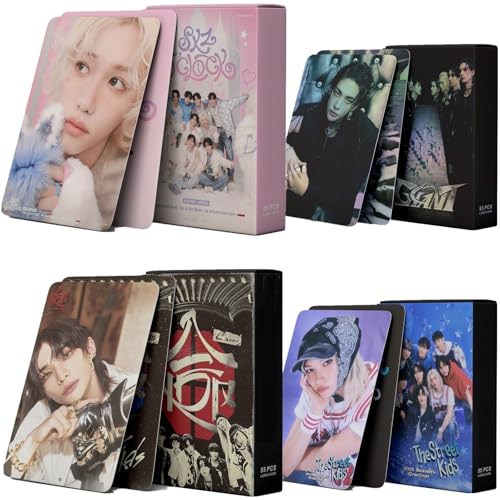 MeiYiYou Stray-Kids Fotokarten, Stray-Kids Lomo Karten, Grußkarten für Sammlung, Laser-Karte, Weiß, 4 Stück/220 Stück von MeiYiYou