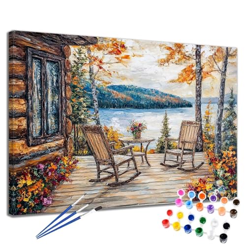 Herbst Malen Nach Zahlen Erwachsene Landschaft Malen Nach Zahlen Kinder ab 7 8 9 10 Jahre Mädchen DIY Handgemalt Ölgemälde Komplett Leinwand Kit, Erwachsene Kreativ Home Decor Geschenk 40x50 cm 2W-977 von Meiaiao