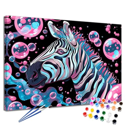Malen Nach Zahlen Erwachsene Abstrakt Malen Nach Zahlen Tier Groß Format 50x65 cm Handgemalt Ölgemälde, DIY Paint by Numbers Kit Pinseln und Acrylfarbe, Bastelset Als Geschenk für Frauen 2W-203 von Meiaiao