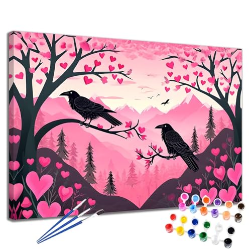 Malen Nach Zahlen Erwachsene Bird Malen Nach Zahlen Baum Groß Format 70x90 cm Handgemalt Ölgemälde, DIY Paint by Numbers Kit 3-Pinseln und Acrylfarbe, Kreativ Bastelset Als Geschenk für Frauen 2W-287 von Meiaiao
