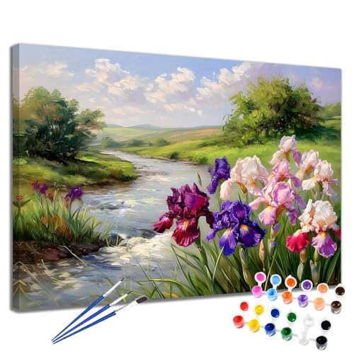 Malen Nach Zahlen Erwachsene Blume Malen Nach Zahlen Landschaft Groß Format 70x90 cm Handgemalt Ölgemälde, DIY Paint by Numbers Kit Pinseln und Acrylfarbe, Bastelset Als Geschenk für Frauen 2W-246 von Meiaiao