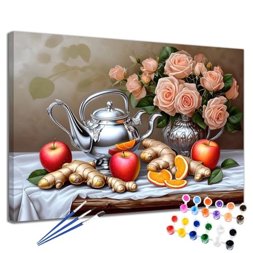 Malen Nach Zahlen Erwachsene Blume Malen Nach Zahlen Obst Groß Format 50x65 cm Handgemalt Ölgemälde, DIY Paint by Numbers Kit 3-Pinseln und Acrylfarbe, Kreativ Bastelset Als Geschenk für Frauen 2W-206 von Meiaiao