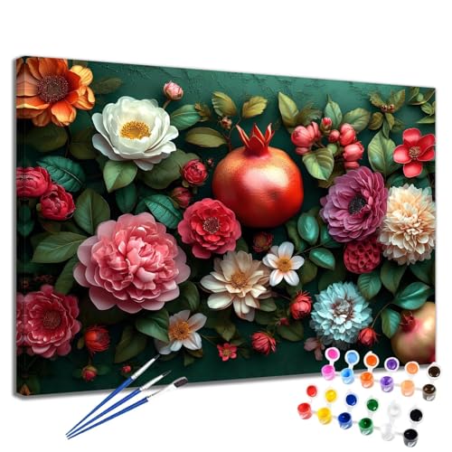 Malen Nach Zahlen Erwachsene Blume Malen Nach Zahlen Obst Groß Format 70x90 cm Handgemalt Ölgemälde, DIY Paint by Numbers Kit 3-Pinseln und Acrylfarbe, Kreativ Bastelset Als Geschenk für Frauen 2W-262 von Meiaiao