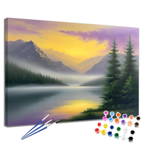 Malen Nach Zahlen Erwachsene Landschaft Malen Nach Zahlen Baum Groß Format 50x65 cm Handgemalt Ölgemälde, DIY Paint by Numbers Kit Pinseln und Acrylfarbe, Bastelset Als Geschenk für Frauen 2W-251 von Meiaiao