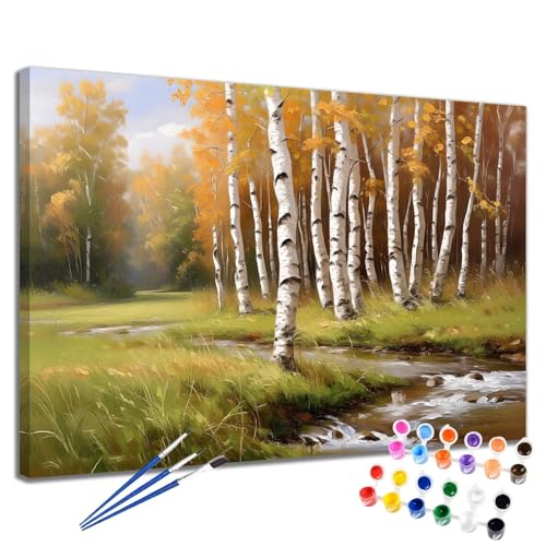Malen Nach Zahlen Erwachsene Landschaft Malen Nach Zahlen Baum Groß Format 50x65 cm Handgemalt Ölgemälde, DIY Paint by Numbers Kit Pinseln und Acrylfarbe, Bastelset Als Geschenk für Frauen 2W-290 von Meiaiao