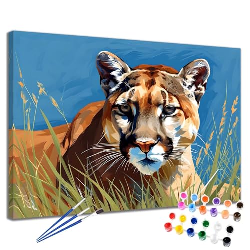 Malen Nach Zahlen Erwachsene Leopard Malen Nach Zahlen Tier Groß Format 50x65 cm Handgemalt Ölgemälde, DIY Paint by Numbers Kit Pinseln und Acrylfarbe, Kreativ Bastelset Als Geschenk für Frauen 2W-281 von Meiaiao