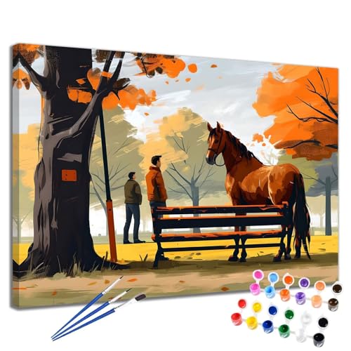 Malen Nach Zahlen Erwachsene Tier Malen Nach Zahlen Baum Groß Format 50x65 cm Handgemalt Ölgemälde, DIY Paint by Numbers Kit 3-Pinseln und Acrylfarbe, Kreativ Bastelset Als Geschenk für Frauen 2W-216 von Meiaiao