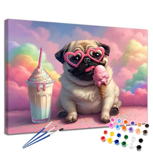 Malen Nach Zahlen Erwachsene Traum Malen Nach Zahlen Hund Groß Format 50x65 cm Handgemalt Ölgemälde, DIY Paint by Numbers Kit 3-Pinseln und Acrylfarbe, Kreativ Bastelset Als Geschenk für Frauen 2W-270 von Meiaiao