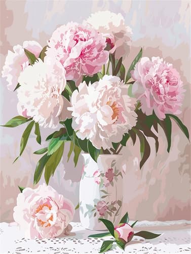 Malen nach Zahlen Einfachheit, Malen Nach Zahlen Erwachsene, Blumen 60x75cm Paint by Numbers DIY Kreativ Bastelset Kinder Anfänger Handgemalt Ölgemälde Leinwand für Home Décor,Frauen Hobby Bastelset von Meiaiao