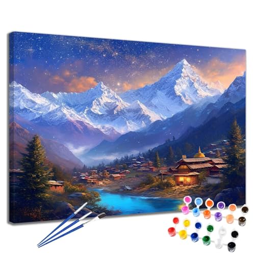 Stadt Malen Nach Zahlen Erwachsene Berg Malen Nach Zahlen Kinder ab 7 8 9 10 Jahre Mädchen DIY Handgemalt Ölgemälde Komplettset Leinwand Kit, Erwachsene Kreativ Home Decor Geschenk 40x50 cm 2W-220 von Meiaiao