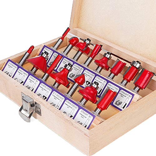 Meichoon 15 Pcs Router Bits Set 1/4 Zoll Schaft Holzbearbeitungsschneider Set Schneidmesser Fräsmaschine Maschinenset für Holzkarbid Mühle Holzbearbeitung Gravur Fräswerkzeuge Meichoon 15 Pcs Router Bits Set 1/4 Zoll Schaft Holzbearbeitungsschneider Set Schneidmesser Fräsmaschine Maschinenset für Holzkarbid Mühle Holzbearbeitung Gravur Fräswerkzeuge von Meichoon
