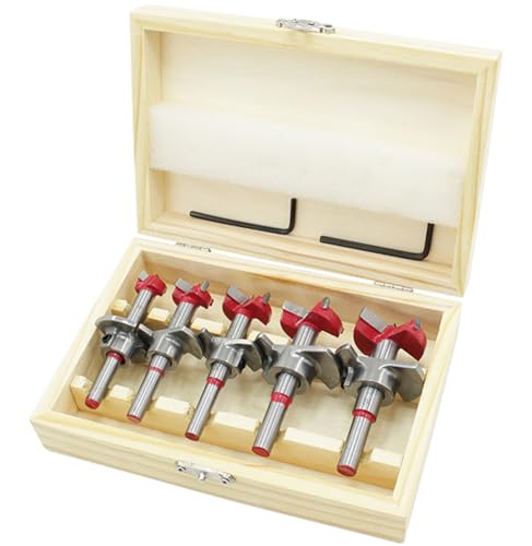 Meichoon Forstnerbohrer, 5 Stück, 15 mm, 20 mm, 25 mm, 30 mm, 35 mm, Karbonstahl, verstellbare Positionierung, Holzbearbeitung, Scharnierlochbohrer, Bohrbohrer für Weich- und Hartholz Meichoon Forstnerbohrer, 5 Stück, 15 mm, 20 mm, 25 mm, 30 mm, 35 mm, Karbonstahl, verstellbare Positionierung, Holzbearbeitung, Scharnierlochbohrer, Bohrbohrer für Weich- und Hartholz von Meichoon
