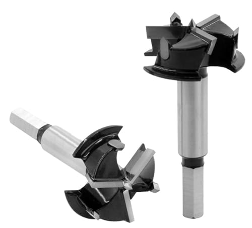 Meichoon Forstnerbohrer mit 3 Fräsern, verbesserte Version, höhere Härte, Carbon-Holzbearbeitungswerkzeug, Stanz-Bit, Holzplatten, flache Flügelbohrungen, Lochscharnier, Hartmetall-Bohrsets, 32 mm von Meichoon