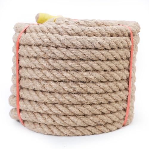 Meidansini Juteseil, Natürliches Hanfseil, DIY Verdrehtes Manilaseil für Handwerk, Gartenarbeit, Klettern, Hängematte, Nautisch, Tauziehen, Geländer, Innen- und Außendekoration (30mm x 10M) von Meidansini