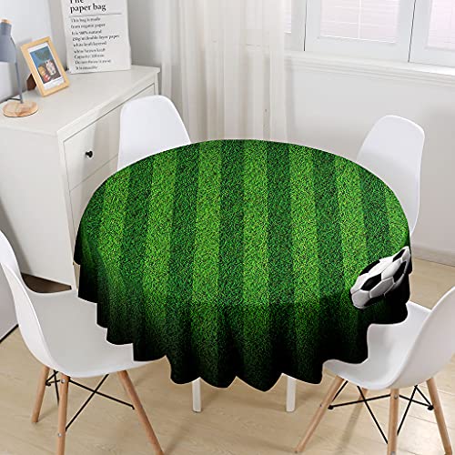 Mateju Runde Tischdecken Abwaschbar, Lotuseffekt Abwischbare Gartentischdecke, 3D Drucken Antifouling Wasserdicht tischdecke Outdoor Küche Party (Fußball,90cm) von Meiju-shop
