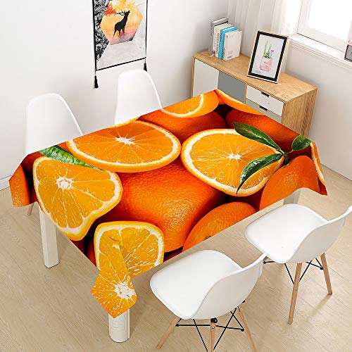 Meiju-shop Mateju 3D Bunte Tischdecke Abwaschbar, Furnily Rechteck Polyester Wasserdicht Fleckschutz Ölfest, Pflegeleicht Outdoor Garten Deko Mehrzweck (Orange,140x200cm) von Meiju-shop