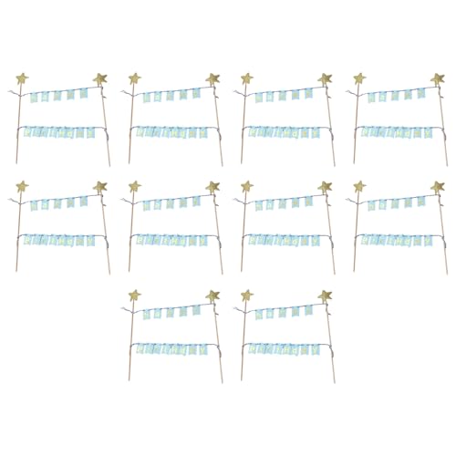 10er-Set "Happy Birthday"-Kuchenaufsätze, glitzernde Sternflaggen, Banner, Dekorationen für Partys und besondere Anlässe von Meiliyizu