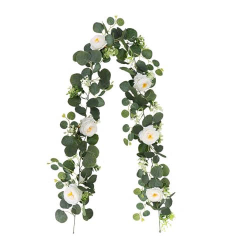 Meiliyizu Dekoratives 180 cm Eukalyptus-Ranken-Zubehör mit 60 Blumen für Festivals und den täglichen Gebrauch von Meiliyizu