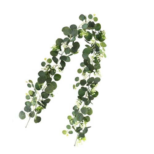 Meiliyizu Dekoratives 180 cm Eukalyptus-Ranken-Zubehör mit 60 Blumen für Festivals und den täglichen Gebrauch von Meiliyizu