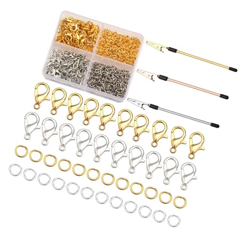 Meiliyizu Karabinerverschlüsse und Biegeringe Set für Schlüsselanhänger, Karabinerverschlüsse und Biegeringe Schlüsselanhänger mit Ketten-Set von Meiliyizu
