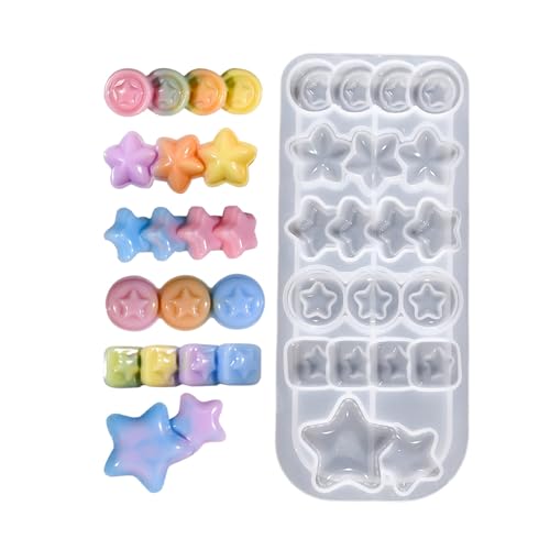 Modisches Herz-Stern-Schlüsselanhänger-Set, stabiles Silikon, Bastelbedarf, Epoxidharz, Treibsand-Anhänger zum Personalisieren von Schmuck von Meiliyizu
