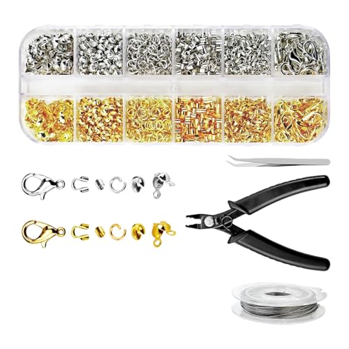 Quetschperlen-Set mit Crimpzange, Schmuckzubehör, Bastelzubehör, geeignet für Schmuckprojekte, 1200 Stück Quetschperlen-Set mit Crimpzange, Schmuckzubehör, Bastelzubehör, geeignet für Schmuckprojekte, 1200 Stück von Meiliyizu
