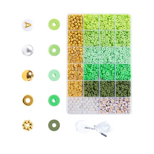 Runde Abstandshalter-Perlen, Buchstabenperlen, Ton mit Loch, Set, Bastelschmuck für Armbänder, bunte Ton, runde Abstandshalter, Buchstaben-Schmuck von Meiliyizu