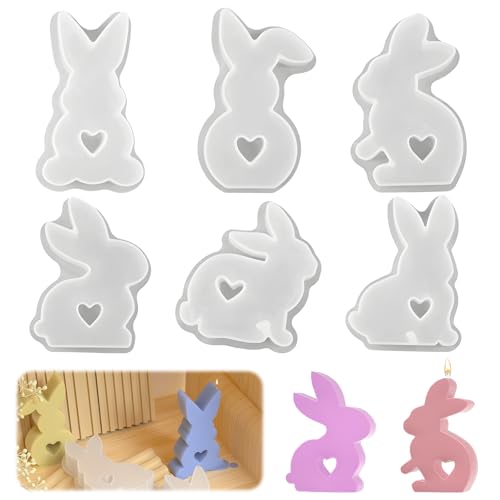 6 Stück Osterhase Silikonform,Silikonformen Gießformen Ostern 3D Kaninchen Gießform Ostern, DIY Seifenform für Gips, Sojawachs Kerzen, Handwerk 6 Stück Osterhase Silikonform,Silikonformen Gießformen Ostern 3D Kaninchen Gießform Ostern, DIY Seifenform für Gips, Sojawachs Kerzen, Handwerk von Mein HERZ