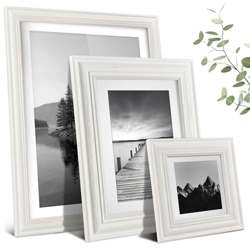 Mein Landhaus Bilderrahmen Vintage Stockholm im Shabby Chic Design | Holz-Rahmen in Weiß mit Glas Quadratisch (40x40 cm) von Mein Landhaus