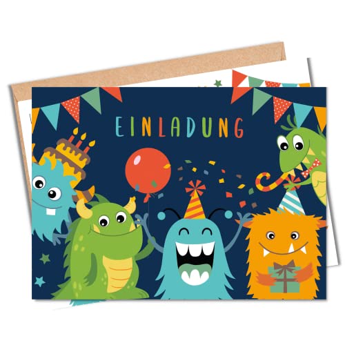 MeinBaby123® | Kindergeburtstag Einladungskarten (Monster V1) von MeinBaby123