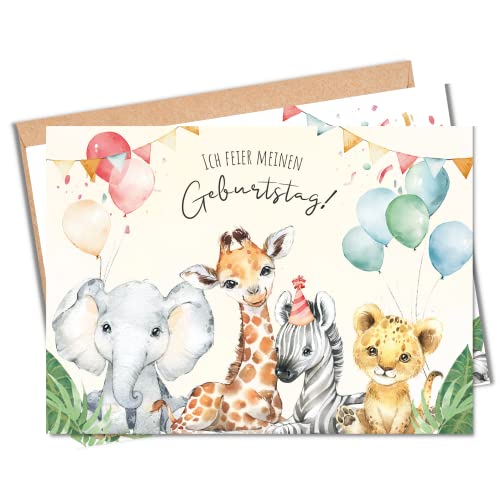 MeinBaby123® | Kindergeburtstag Einladungskarten (Afrika Tiere V1) von MeinBaby123