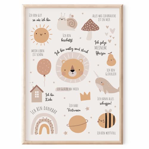MeinBaby123® Affirmationsbilder | DIN A2 Poster | Deko Bilder für Kinderzimmer und Babyzimmer | Wandposter Premium (Affirmations Poster V1) von MeinBaby123