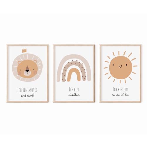 MeinBaby123® I Affirmationsbilder | 3er Set DIN A4 Poster Set | Bilder Kinderzimmer | Kinderzimmer Poster | Deko Bilder Kinderzimmer | Babyzimmer Deko (Affirmations Set V4) von MeinBaby123
