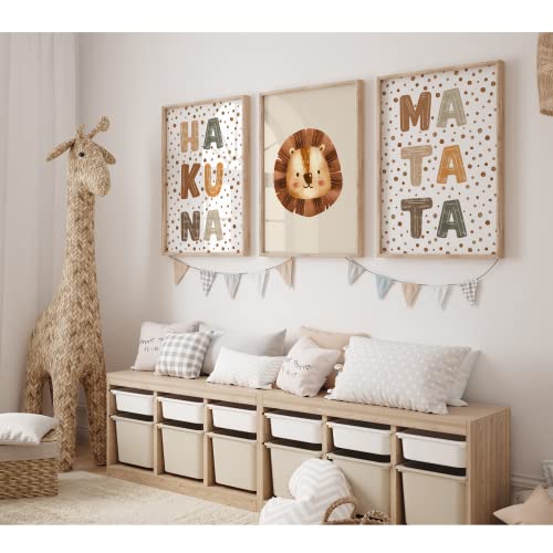 MeinBaby123® Poster Kinderzimmer | 3er Set DIN A2 | Wandbilder | Deko Bilder | Babyzimmer Deko | Geschenk Zur Geburt | Wandposter Premium (Hakuna Matata A2) von MeinBaby123