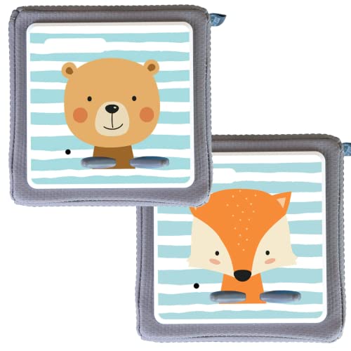 MeinBaby123® Schutzfolie kompatibel mit Toniebox 2er Set | Schutzcover selbstklebend | Premium Qualität | Aufkleber passgenau I Folie Sticker I Toniebox Zubehör (2er Set Bär & Fuchs) von MeinBaby123