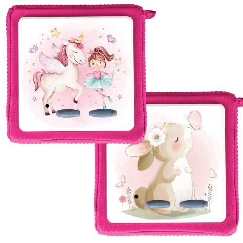 MeinBaby123® Schutzfolie kompatibel mit Toniebox 2er Set | Schutzcover selbstklebend | Premium Qualität | Aufkleber passgenau I Folie Sticker I Toniebox Zubehör (2er Set Hase & Ballerina) von MeinBaby123