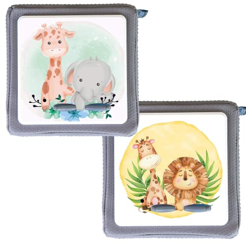 MeinBaby123® Schutzfolie kompatibel mit Toniebox 2er Set | Schutzcover selbstklebend | Premium Qualität | Folie Sticker I Toniebox Zubehör (2er Set Giraffe, Tiger & Giraffe Elefant) von MeinBaby123