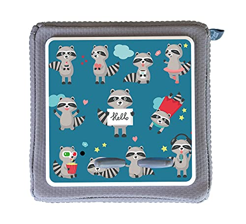MeinBaby123® Schutzfolie kompatibel mit Toniebox | Schutzcover selbstklebend | Aufkleber passgenau I Folie Sticker I Toniebox Zubehör | Kleine süße Waschbären blau von MeinBaby123
