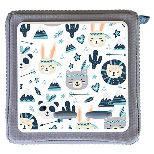 MeinBaby123® Schutzfolie kompatibel mit Toniebox | Schutzcover selbstklebend | Premium Qualität | Aufkleber passgenau I Folie Sticker I Toniebox Zubehör (Boho Tiere Grau) von MeinBaby123