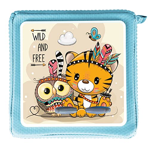 MeinBaby123® Schutzfolie kompatibel mit Toniebox | Schutzcover selbstklebend | Premium Qualität | Aufkleber passgenau I Folie Sticker I Toniebox Zubehör (Eule & Tiger) von MeinBaby123