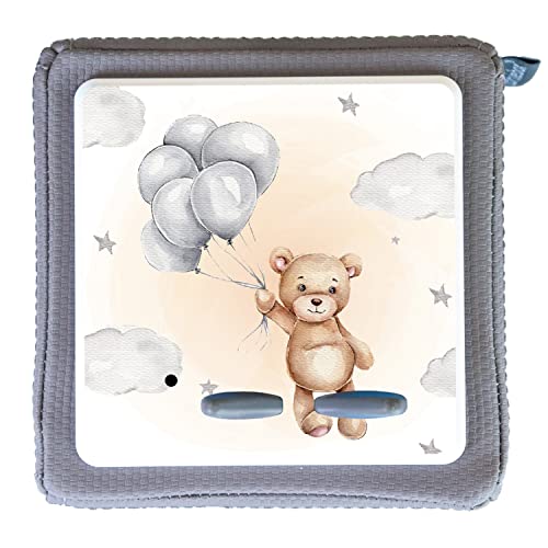 MeinBaby123® Schutzfolie kompatibel mit Toniebox | Schutzcover selbstklebend | Premium Qualität | Aufkleber passgenau I Folie Sticker I Toniebox Zubehör (Teddy mit Luftballon) von MeinBaby123