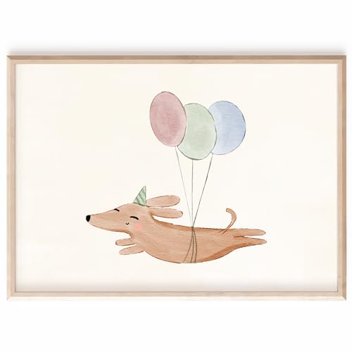 MeinBaby123 Poster I Süße Tiere I 4er/6er/8ter Sets (Hund & Luftballon) von MeinBaby123