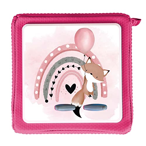 MeinBaby123 Schutzfolie kompatibel mit Toniebox | Schutzcover selbstklebend | Premium Qualität | Aufkleber passgenau I Folie Sticker I Toniebox Zubehör (Fuchs rosa) von MeinBaby123