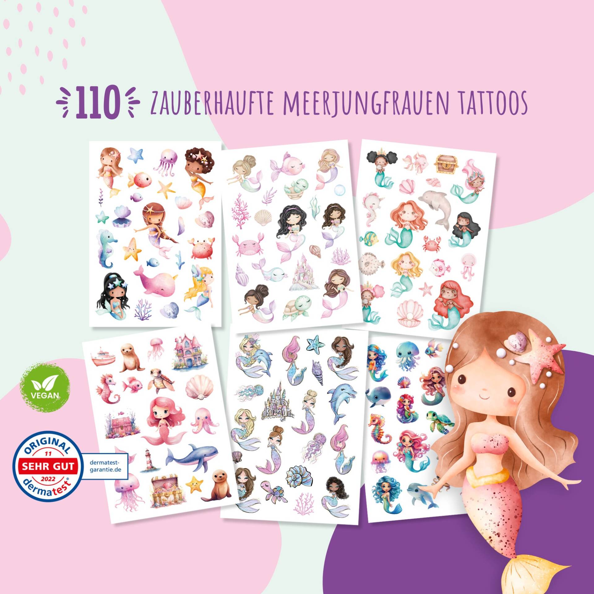 110 Hautfreundliche Hauttattoos Für Kinder, Meerjungfrauen Tattoos, Geschenk Mädchen, Mitgebsel Kindergeburtstag | Meerjungfrauen 110 Hautfreundliche Hauttattoos Für Kinder, Meerjungfrauen Tattoos, Geschenk Mädchen, Mitgebsel Kindergeburtstag | Meerjungfrauen von MeinBaby123Shop