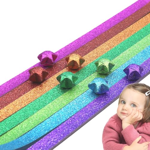 Meindin Glitzer-Papierstreifen für Sterne, 520 Blatt, leuchtende Papierstreifen, Papierstreifen, kreatives Faltpapier für Kunst, Schule, Lehrbedarf Meindin Glitzer-Papierstreifen für Sterne, 520 Blatt, leuchtende Papierstreifen, Papierstreifen, kreatives Faltpapier für Kunst, Schule, Lehrbedarf von Meindin