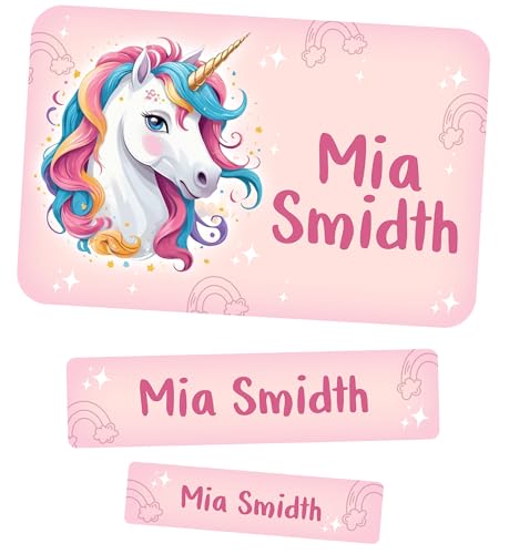 Einhorn Namensaufkleber – Packung mit 100 personalisierten Etiketten in 3 Größen – Für Bücher, Stifte & Schulzubehör – Perfekt für Kinder – Ideal zum Schulstart & als Geschenk Einhorn Namensaufkleber – Packung mit 100 personalisierten Etiketten in 3 Größen – Für Bücher, Stifte & Schulzubehör – Perfekt für Kinder – Ideal zum Schulstart & als Geschenk von Meinearmbänder
