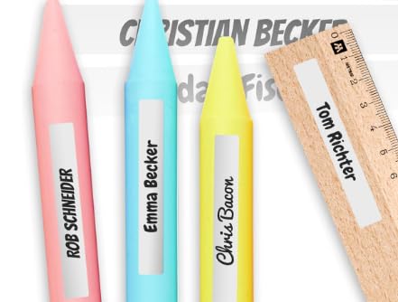 Personalisierte Namensaufkleber für Schule & Kindergarten – Weißer 100er-Pack wasserdichte Etiketten für Kinder – Aufkleber für Stifte, Flaschen & Zubehör – Spülmaschinenfest von Meinearmbänder