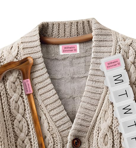 Personalisierte Wäscheetiketten – Namensaufkleber für Kleidung in Pflegeheim & Seniorenheim – Waschmaschinenfest & strapazierfähig zur einfachen Identifizierung (Rosa, Set mit 100 Stück) von Meinearmbänder