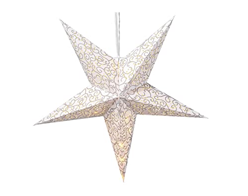 Weihnachtsstern Ø 60 cm Papier-Stern LED Beleuchtung Batterie mit Timer silber (Weiß) von Meinposten